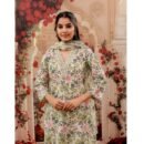 Floral Print Dupatta Set With V Neck